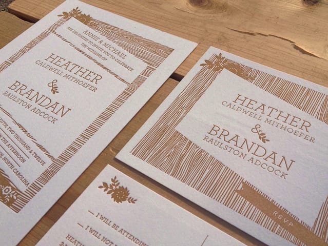 Woodgrain Wedding Invitation Set