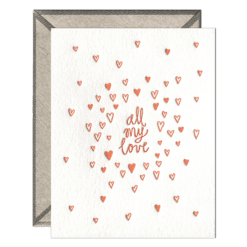 All My Love Letterpress Greeting Card with Envelope