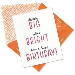 Big Bright Birthday Letterpress Greeting Card with Envelope