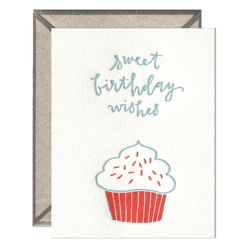 Birthday Cupcake Letterpress Greeting Card with Envelope