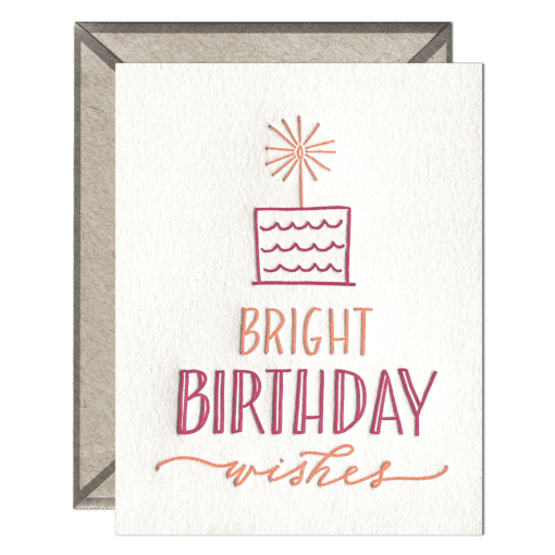 Bright Birthday Wishes Letterpress Greeting Card with Envelope