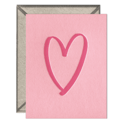 Brushed Heart Letterpress Greeting Card with Envelope