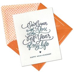 Each Year With You Letterpress Greeting Card with Envelope