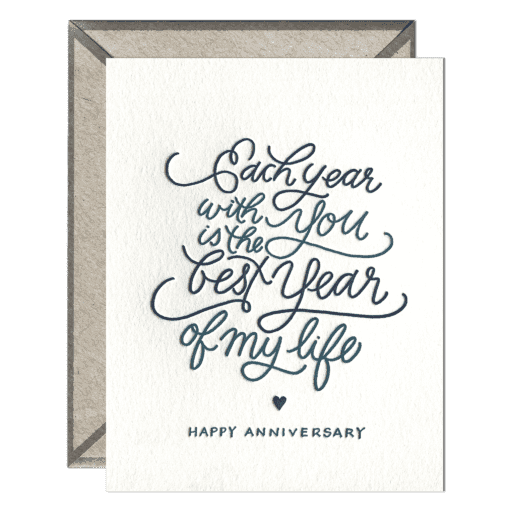 Each Year With You Letterpress Greeting Card with Envelope