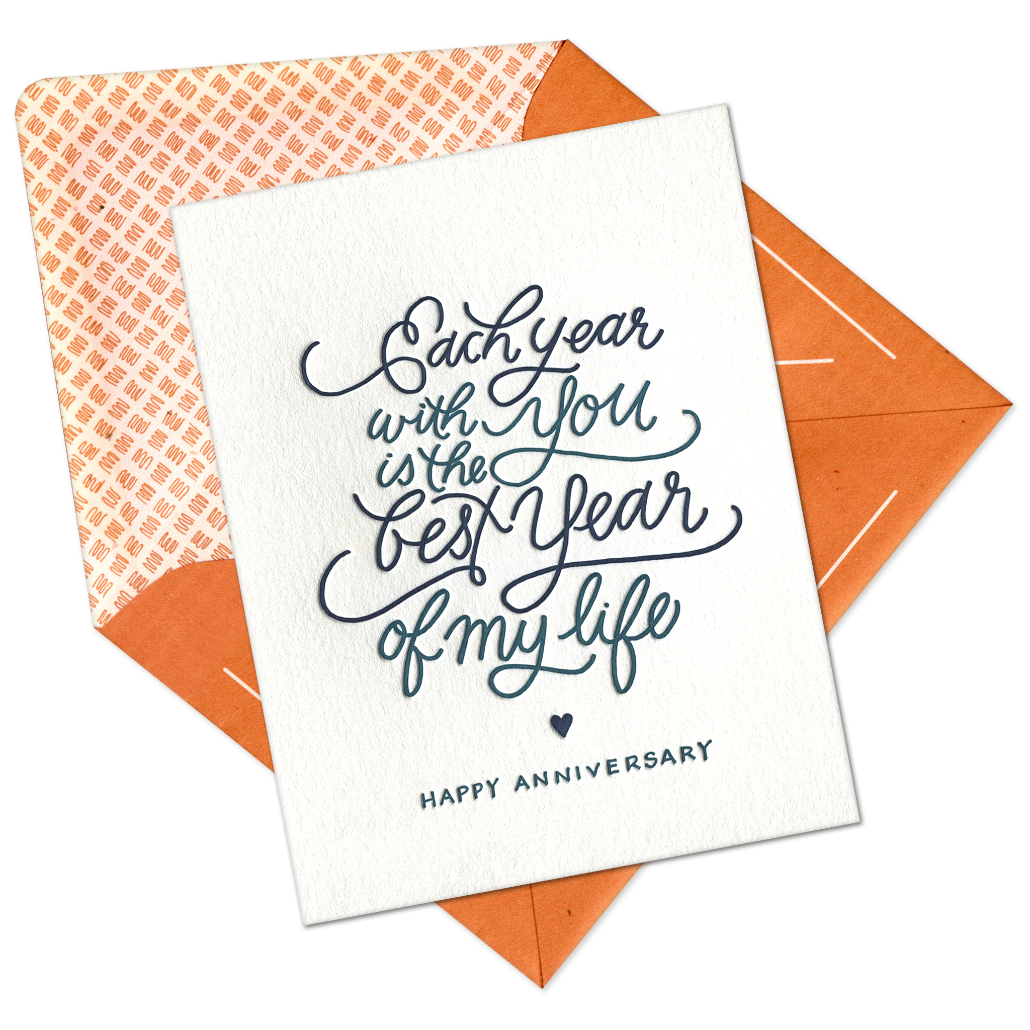 Each Year With You Letterpress Greeting Card with Envelope