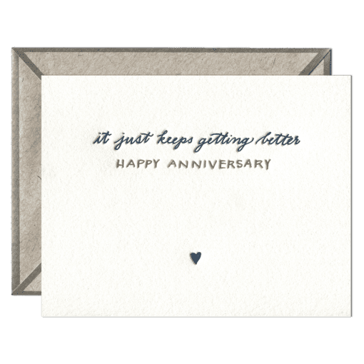 Happy Anniversary Letterpress Greeting Card with Envelope