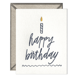 Happy Birthday Cake Letterpress Greeting Card with Envelope