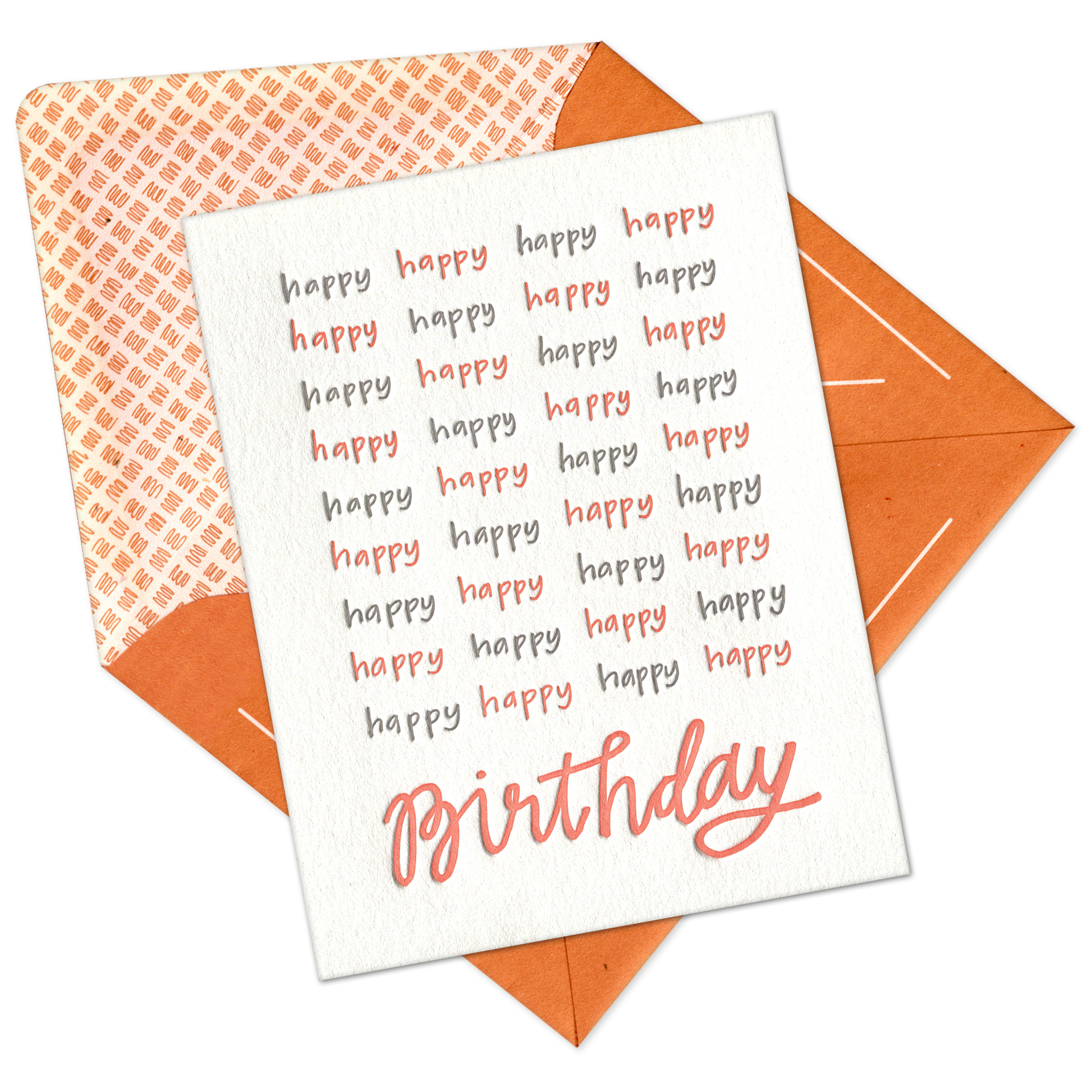 Happy Happy Birthday Letterpress Greeting Card with Envelope