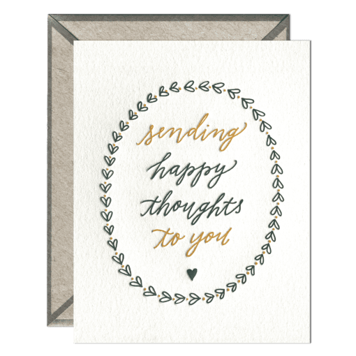 Happy Thoughts Letterpress Greeting Card with Envelope