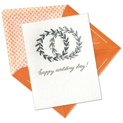 Happy Wedding Day Letterpress Greeting Card with Envelope