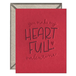 Heart Full Valentine Letterpress Greeting Card with Envelope