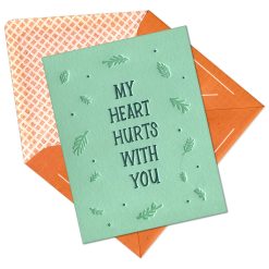 Heart Hurts With You Letterpress Greeting Card with Envelope