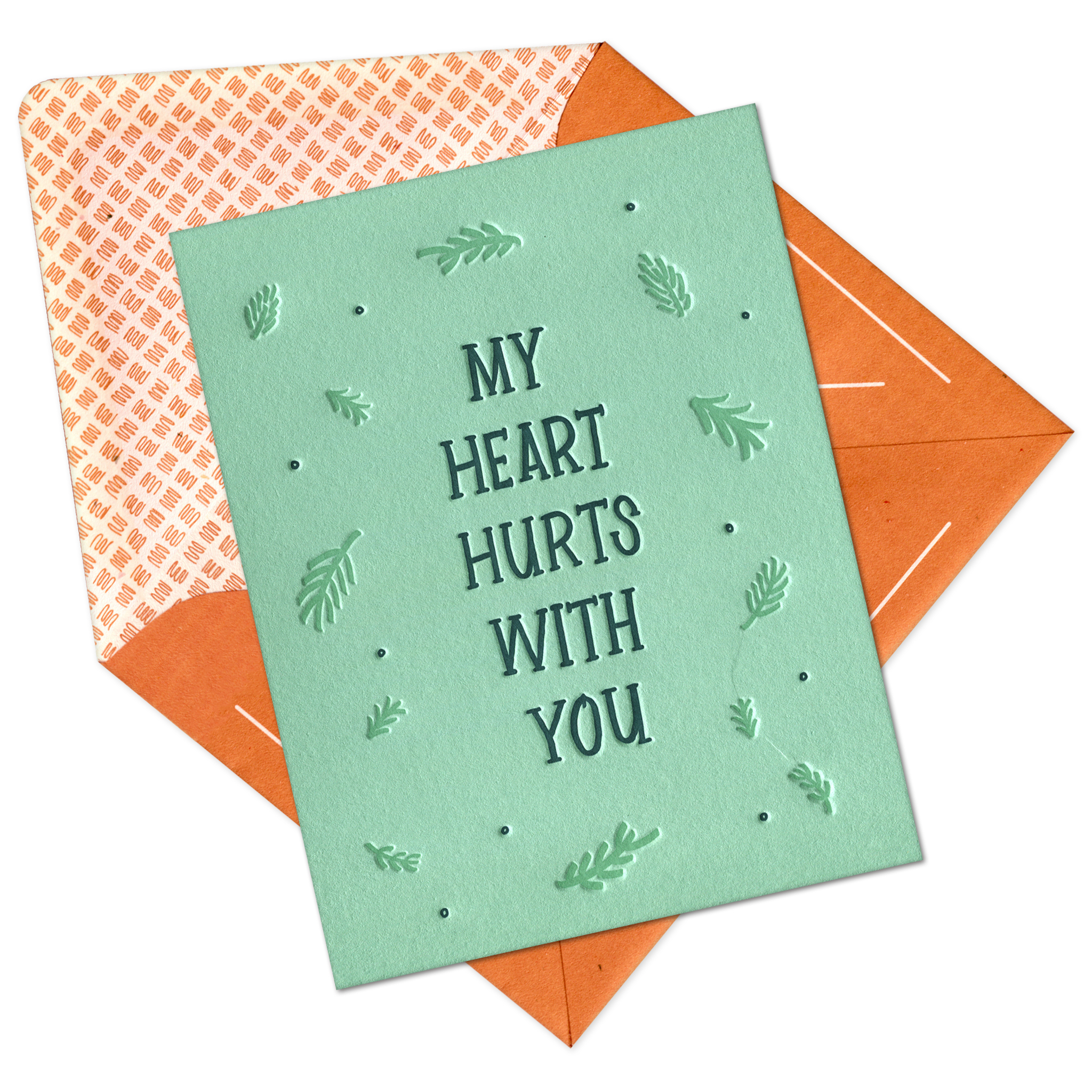 Heart Hurts With You Letterpress Greeting Card with Envelope