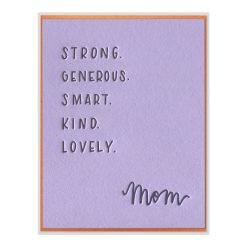 Mom Attributes Letterpress Greeting Card