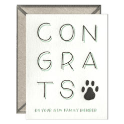 New Pet Congrats Letterpress Greeting Card with Envelope