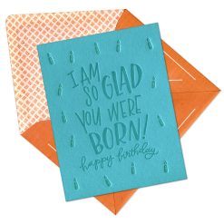 So Glad You Were Born Letterpress Greeting Card with Envelope