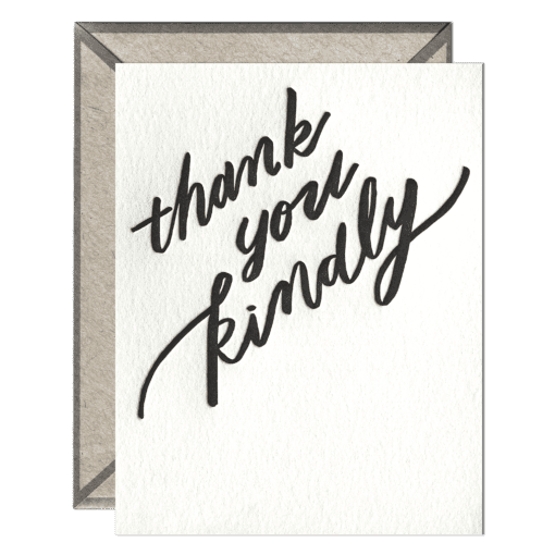 Thank You Kindly Letterpress Greeting Card with Envelope