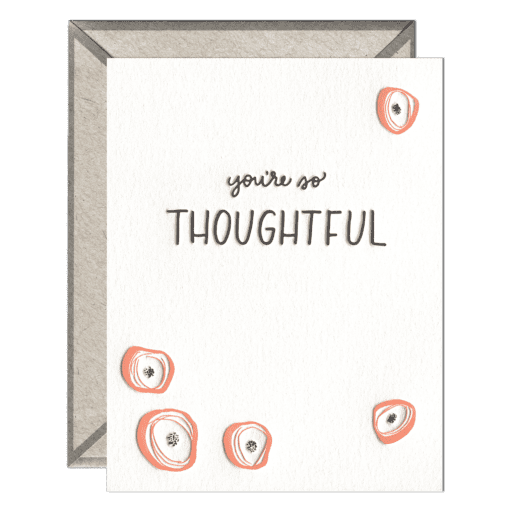 Thoughtful Poppies Letterpress Greeting Card with Envelope