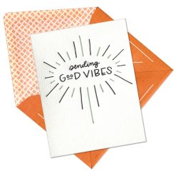Sending Good Vibes Letterpress Greeting Card with Envelope