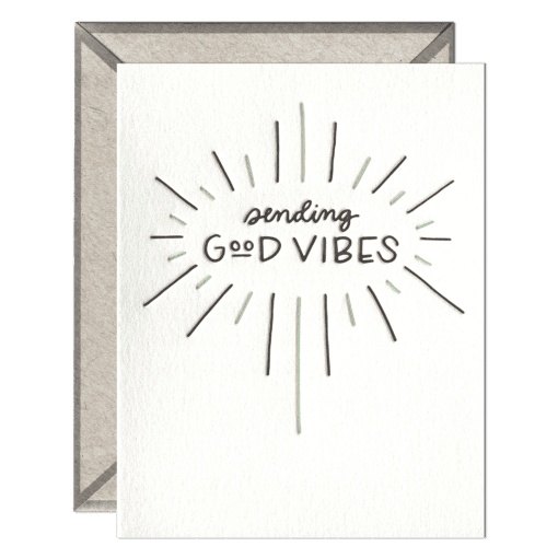 Sending Good Vibes Letterpress Greeting Card with Envelope