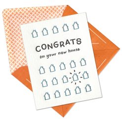 New House Congrats Letterpress Greeting Card with Envelope