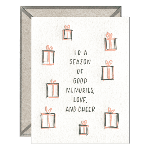 Good Memories Love and Cheer Letterpress Greeting Card with Envelope