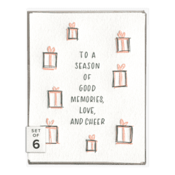 Good Memories Love and Cheer Letterpress Greeting Card Boxed Set of Six
