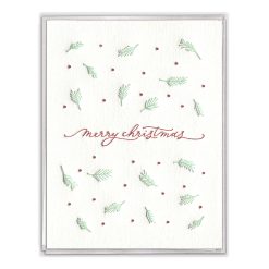 Merry Christmas Script Letterpress Greeting Card Boxed Set of Six