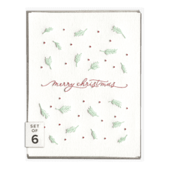 Merry Christmas Script Letterpress Greeting Card Boxed Set of Six