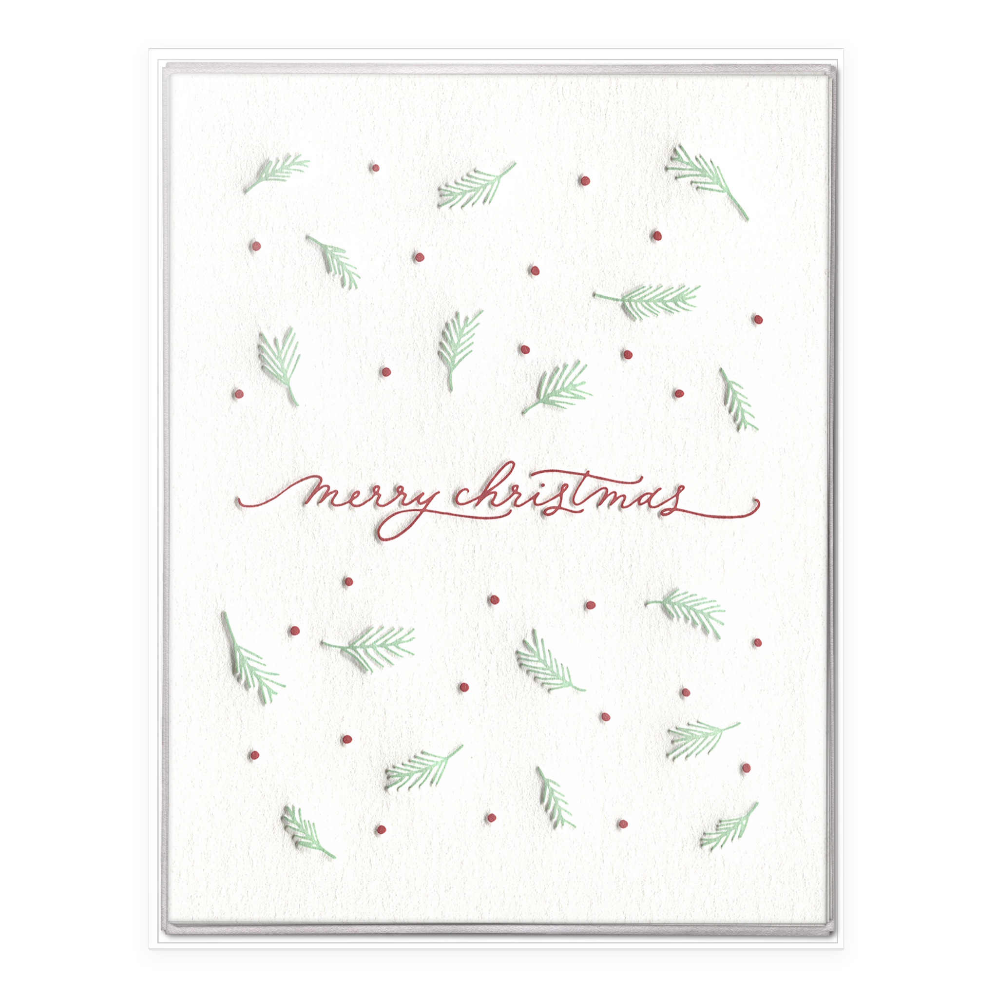 Merry Christmas Script Letterpress Greeting Card Boxed Set of Six