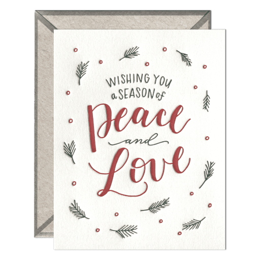 A Season of Peace & Love Letterpress Greeting Card with Envelope