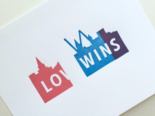 second of four colors to create the Love Wins Charleston letterpress print