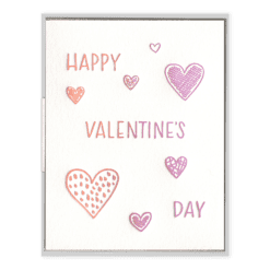 Valentine's Day Hearts Letterpress Greeting Card