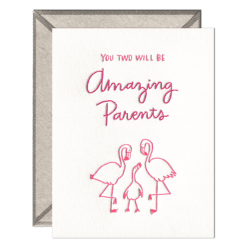 Flamingo Parents Letterpress Greeting Card with Envelope