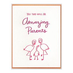 Flamingo Parents Letterpress Greeting Card