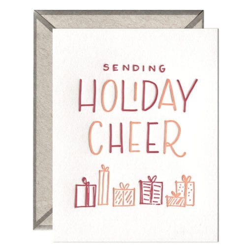 Sending Holiday Cheer Letterpress Greeting Card with Envelope