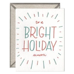 Bright Holiday Letterpress Greeting Card with Envelope