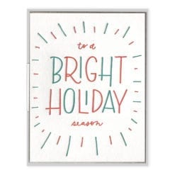 Bright Holiday Letterpress Greeting Card with Envelope