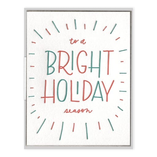 Bright Holiday Letterpress Greeting Card with Envelope