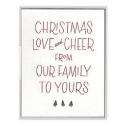 Family Christmas Letterpress Greeting Card with Envelope