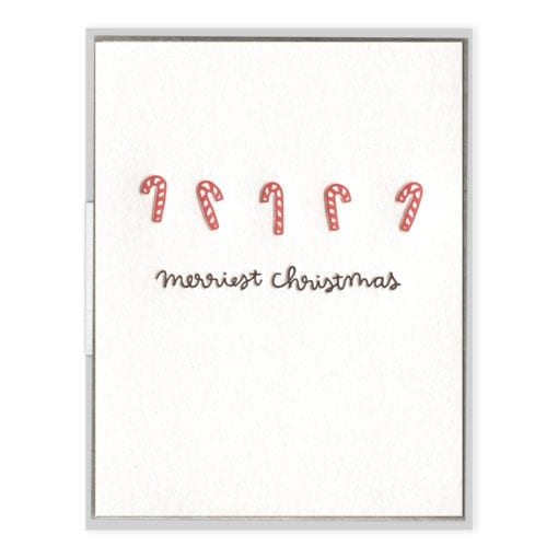 Candy Cane Christmas Letterpress Greeting Card with Envelope