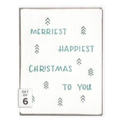 Merriest Happiest Christmas Letterpress Greeting Card Boxed Set of Six