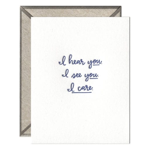 I Hear You. I See You. Letterpress Greeting Card with Envelope