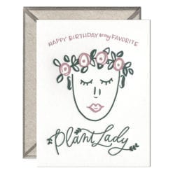 Plant Lady Birthday Letterpress Greeting Card with Envelope