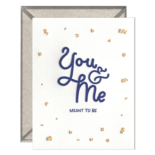 You and Me Letterpress Greeting Card with Envelope