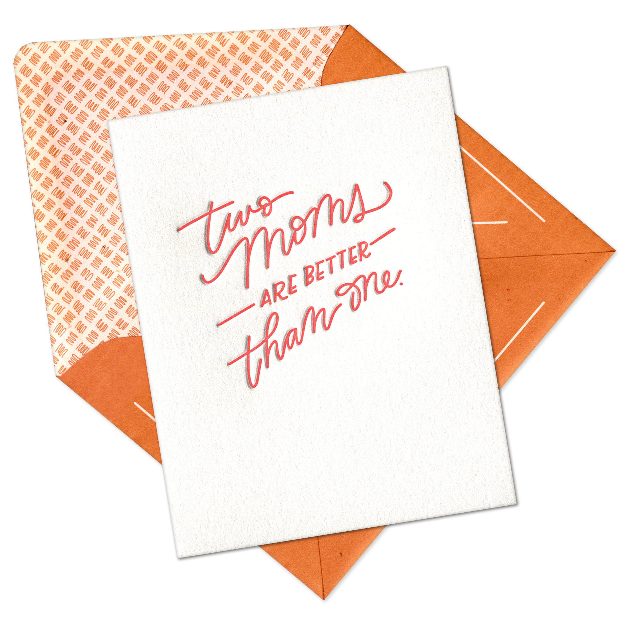 Two Moms Letterpress Greeting Card with Envelope