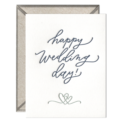 Happy Wedding Day Script Letterpress Greeting Card with Envelope
