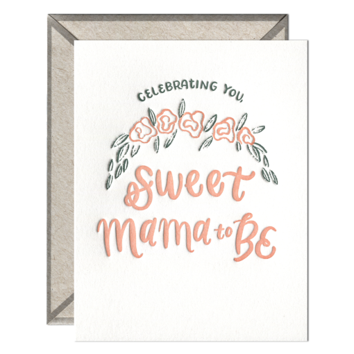 Sweet Mama to Be Letterpress Greeting Card with Envelope