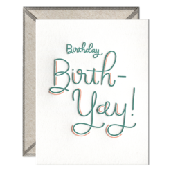 Birthday Birth-Yay Letterpress Greeting Card with Envelope