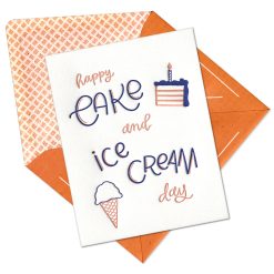 Cake and Ice Cream Day Letterpress Greeting Card with Envelope